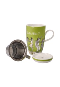 Goebel Teetasse mit Deckel und Sieb Freundlieb - Das beste Alter - Barbara Freundlieb - Grün