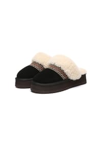 EVERAU® - Damen Lammfell-Hausschuhe  – Crake - BLACK