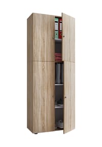 VCM. - Holz Kleiderschrank | Schrank mit 5 Fächern und Drehtüren | Maße ca. B. 70 x H. 184 x T. 40 cm – Lona - Anthrazit / Honig-Eiche