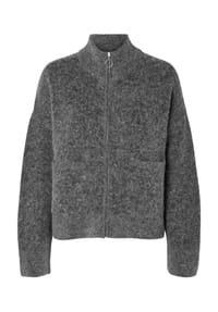 SELECTED FEMME - Strickjacke "Sia", Wollanteil, Stehkragen, für Damen - 178991 MEDIUM GRE
