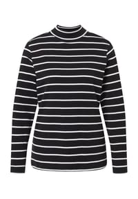 adagio - Langarmshirt "Marta", Stehkragen, für Damen - BLACK WHITE