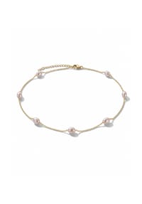 DI PERLE® DI PERLE Schmuckkollektion - Süßwasser Zuchtperlen Halskette Collier aus 925er Silber vergoldet, 40 cm + 5 cm - weiß