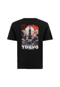 OLDSKULL - T-Shirt Tokyo Skyline Manga Graphic Traditionelles fernöstliches Motiv - Black
