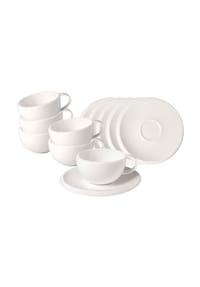 Villeroy & Boch Kaffeetassen mit Untertassen NewMoon 190 ml 6er Set weiß - NEWMOON - weiß