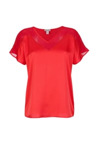 Alba Moda - Shirt mit Spitzen am Ausschnitt - rot