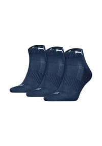 PUMA® - Unisex Quartersocken, 3er Pack - Cushioned Quarter 3P, Logo, einfarbig - Blau