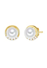 Rafaela Donata - Damen Ohrringe aus 925/- Sterling Silber in Gelbgold mit Zirkonia und Perlmutt - gelbgold
