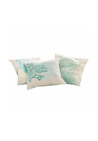 LOBERON - Kissenhülle 3er Set Vaiea türkis/beige - türkis/beige