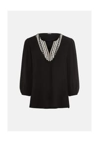 olsen - Bluse mit aufwendigen Verzierungen am Ausschnitt - Black