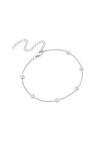 SMART JEWEL® - Fusskette trendig mit vielen Zirkonia Steinen, Silber 925 - Weiss