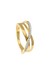 MONCARA - Damen Ring, 375er Gold, 19 Diamanten zus. ca. 0,10 Karat - Gelbgold