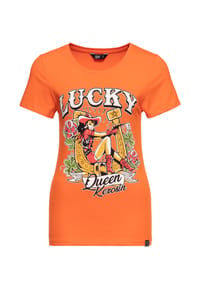 QUEEN KEROSIN - Print-Shirt mit vintage Front Print im Pin-up Design Lucky - orange