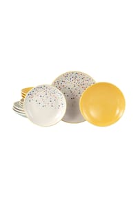 CreaTable - Joy Dots Gelb-bunt, Tellerset 12-tlg - Gelb
