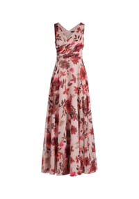 Vera Mont - Abendkleid mit Plissee - Cream/Red