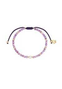 GLANZSTÜCKE MÜNCHEN - Armband Edelstahl gelbgold Textil (lila) Süßwasser-Zuchtperle weiß Amethyst - gelbgold