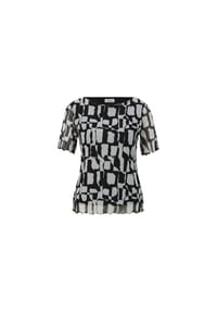 s.Oliver BLACK LABEL - T-Shirt, U-Boot-Ausschnitt, Wellensaum, für Damen - 99A1 GREY/BLACK