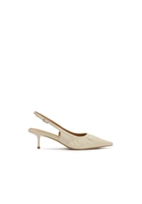 ONE ELEMENT - Cremefarbene Pumps mit offenem Absatz - Creme