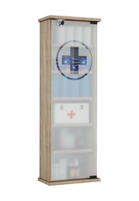 VCM. - Medizinschrank | Maße ca. H. 92 x B. 31 x T. 18 cm | Apothekerschrank abschließbar | Arzneischrank - Gusal - Beton-Optik