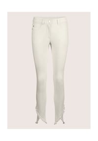 MADELEINE - Kurzgröße: Verkürzte 5-Pocket-Hose mit Fransen - wollweiß