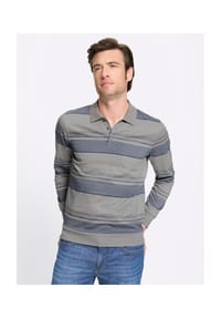 Witt - Langarm-Poloshirt - steingrau-gemustert
