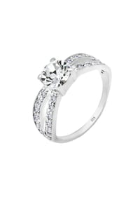 elli. - Ring Solitär Glamourös 925 Silber, Mit Kristallen Von Swarovski® - Gold