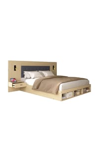 KOMHTOM - Doppelbett 180x200cm mit 2 Nachttische, Heller Eichenfarbe - Eichenfarben