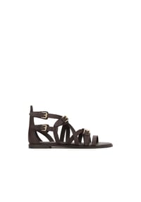 Kazar - Braune Ledersandalen im Gladiatorenstil mit goldenen Schnallen - Dunkelbraun