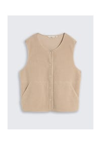 TOM TAILOR - Fleeceweste, Rundhals, für Damen - 10461 GRAVEL BEIGE