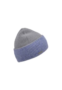 SEEBERGER - Beanie, Umschlagbund, für Damen - 1467 SMO.GREY/BLUE