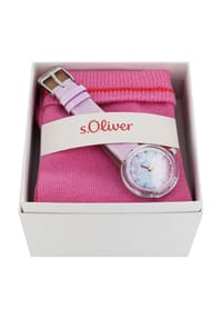 s.Oliver - Kinder Uhren-Set, Armbanduhr und Socken "2039618" - ROSA