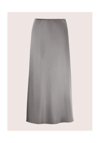 MADELEINE - Satin-Midirock in leichter A-Linie - mauve / rot