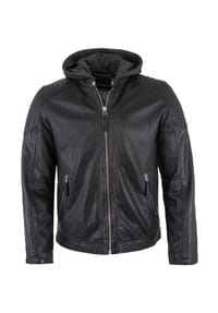 JILANI - Herren Lederjacke Kapuze Lammnappa night dunkles blau - night
