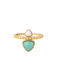 caї - Damen Ring, 925er Silber mit Amazonit und Achat - GELBGOLD