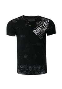 RUSTY NEAL - T-Shirt im coolen Used-Look-Design - Blau
