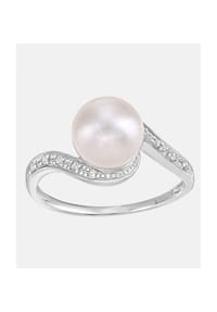 Diamant L'eternel - Ring, mit 0.05 ct Diamant, mit Zuchtperle, 375 Weißgold - white gold
