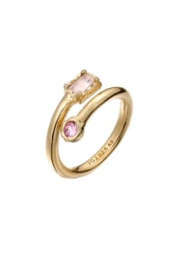 HAZE & GLORY - Ring Quarz Synthetischer Saphir Pink 925 Sterling Silber Vergoldet - Gold