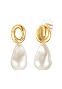 YOKOAMii - Damen Ohrringe aus Metall-Legierung in Gelbgold mit Muschelkernperle - gelbgold