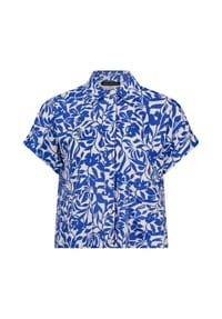 BETTY BARCLAY - Leinenbluse mit Kragen - Weiß/Blau