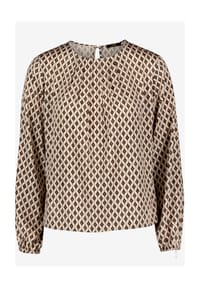 zero - Satinbluse mit Rundhalsausschnitt - Cream/Brown