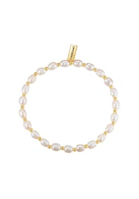 YOKOAMii - Damen Armband aus Messing in Gelbgold mit Süßwasser-Zuchtperle - weiß