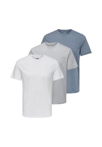 ONLY & SONS - T-Shirt 3er Pack MAX - Beige / grün / dunkelgrün