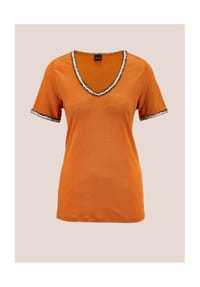 MADELEINE - Kurzarm-Shirt aus Leinen - khaki / multicolor