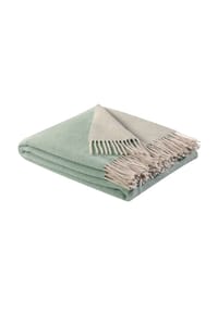 Biederlack® - Wohndecke - Plaid Fransen, Doubleface, Wolle-Kaschmir-Mischung - Dunkelgrün