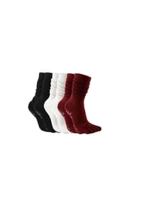 MUNADUNA - 3er-Pack Yoga-/Pilates-Zehen-Socken – Stulpen-Optik Yoga-Socken,Anti-Rutsch,PVC-Noppen - Schwarz, Dunkelgrau Meliert, Weinrot