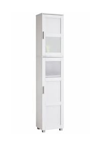 VCM. - Holz-Badezimmerschrank - Hochschrank mit zwei Drehtüren, Maße ca. H. 165 x B. 38 x T. 28 cm, robustes Badmöbel für mehr Stauraum, Kommode Nilari - Weiß