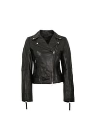 JILANI - Damen Lederjacke Bikerjacke Lammnappa schwarz - schwarz