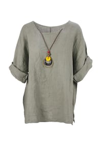 Seasons of April - Bluse Oversized Lina Weit geschnittene Damen Leinenbluse - Beige