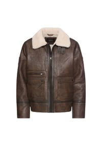 camel active - Gefütterte Lederjacke mit Innentasche - Schwarz