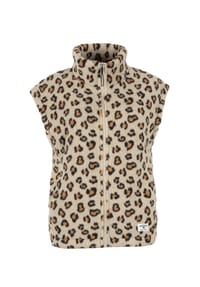 ROADSIGN® australia - Damen Teddyweste Nomad aus weichem Stoff mit Leomuster - beige/schwarz