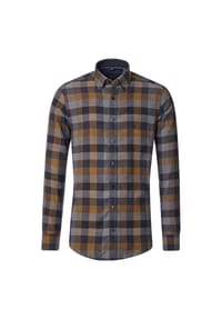 CASAMODA - Herren Freizeithemd kariert Casual Fit - Gelb